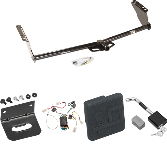 Fits 2004-2010 Toyota Sienna Trailer Hitch Tow PKG w/ 4-Flat Wiring Harness + Hitch Cover + Hitch Lock By Draw-Tite