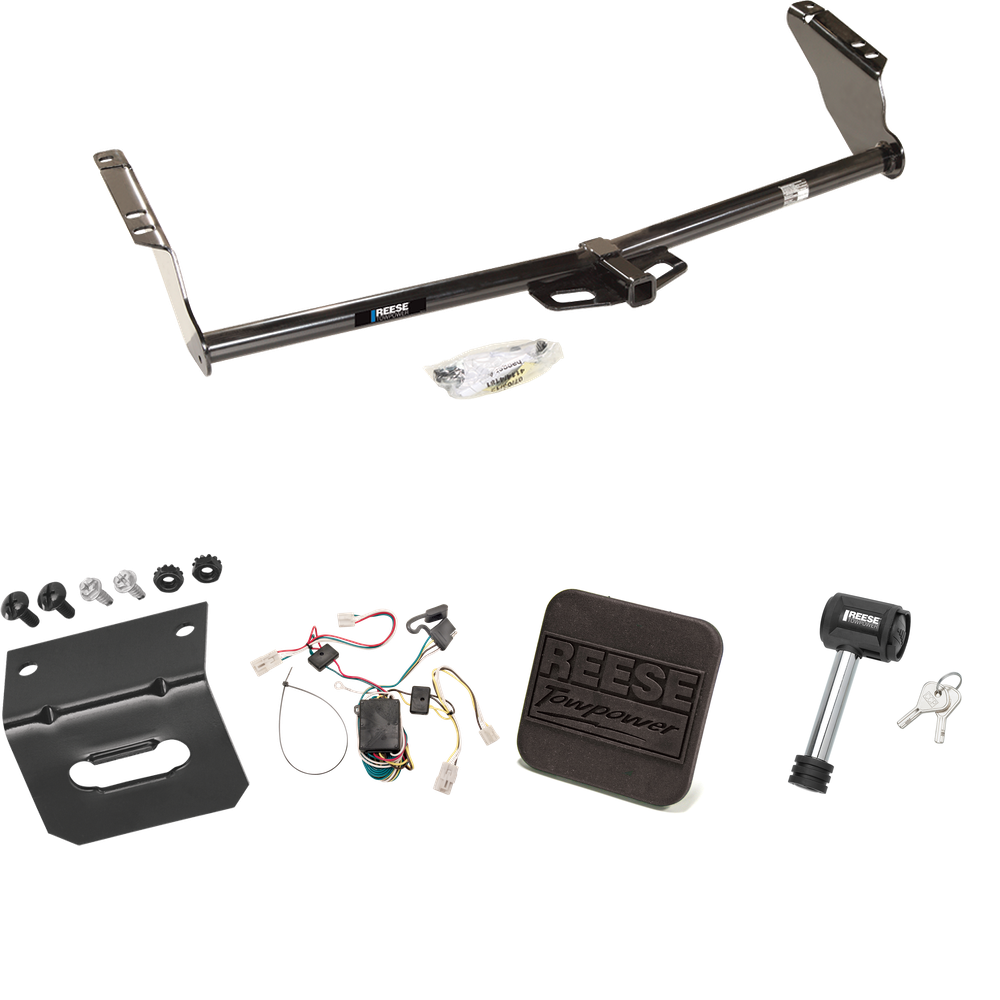 Fits 2004-2010 Toyota Sienna Trailer Hitch Tow PKG w/ 4-Flat Wiring Harness + Hitch Cover + Hitch Lock By Reese Towpower