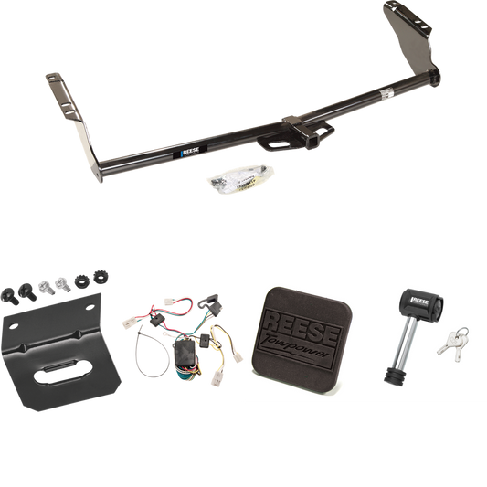 Fits 2004-2010 Toyota Sienna Trailer Hitch Tow PKG w/ 4-Flat Wiring Harness + Hitch Cover + Hitch Lock By Reese Towpower