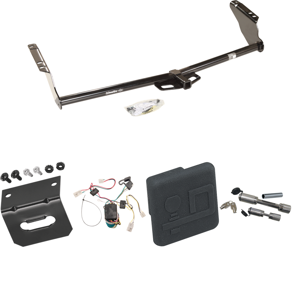 Fits 2004-2010 Toyota Sienna Trailer Hitch Tow PKG w/ 4-Flat Wiring Harness + Hitch Cover + Dual Hitch & Coupler Locks By Draw-Tite