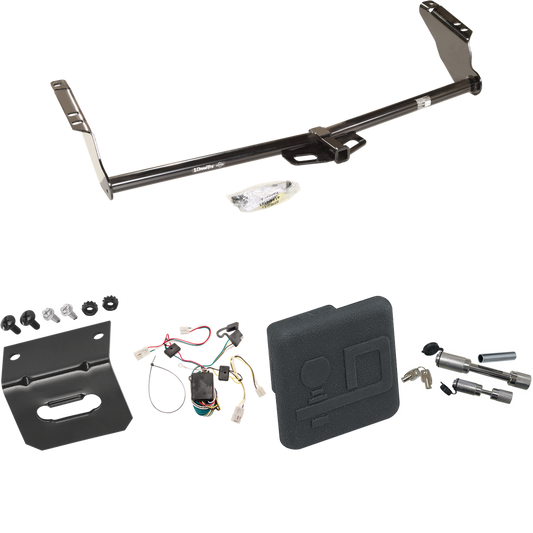 Fits 2004-2010 Toyota Sienna Trailer Hitch Tow PKG w/ 4-Flat Wiring Harness + Hitch Cover + Dual Hitch & Coupler Locks By Draw-Tite