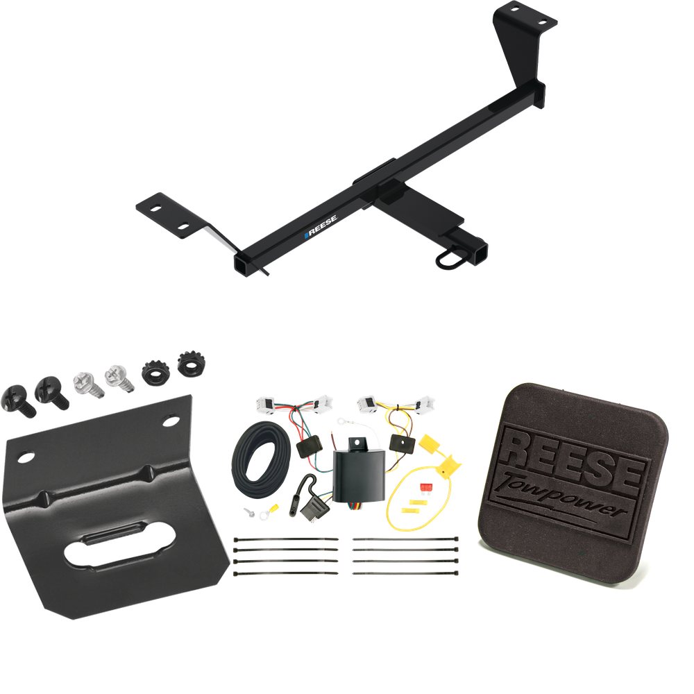 Fits 2020-2022 Nissan Sentra Trailer Hitch Tow PKG w/ 4-Flat Wiring Harness + Hitch Cover (Excludes: S Models) By Reese Towpower