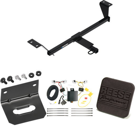 Fits 2020-2022 Nissan Sentra Trailer Hitch Tow PKG w/ 4-Flat Wiring Harness + Hitch Cover (Excludes: S Models) By Reese Towpower