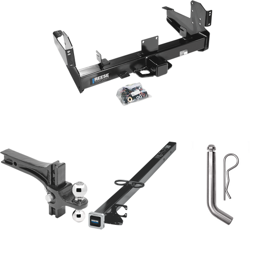 Fits 2003-2010 Dodge Ram 3500 Trailer Hitch Tow PKG w/ 2-1/2" to 2" Adapter 41" Length + Adjustable Drop Rise Dual Ball Ball Mount 2" & 2-5/16" Trailer Balls + Pin/Clip By Reese Towpower