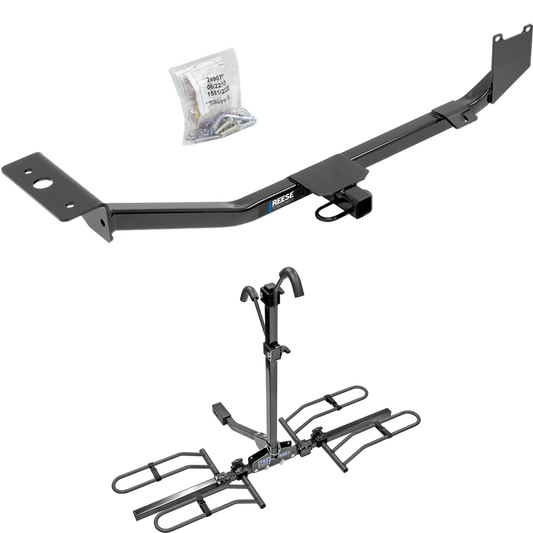 Fits 2013-2022 Nissan Sentra Trailer Hitch Tow PKG w/ 2 Bike Carrier Platform Rack (Excludes: SR & SV Models) By Reese Towpower