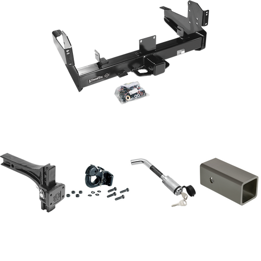 Fits 2003-2010 Dodge Ram 2500 Trailer Hitch Tow PKG w/ 2-1/2" to 2" Adapter 6" Length + Adjustable Pintle Hook Mounting Plate + 20K Pintle Hook + Hitch Lock By Draw-Tite