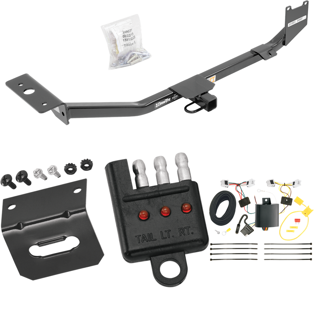 Se adapta al paquete de remolque de enganche de remolque Nissan Sentra 2013-2022 con arnés de cableado plano de 4 + soporte + probador (excluye: modelos SR y SV) de Draw-Tite