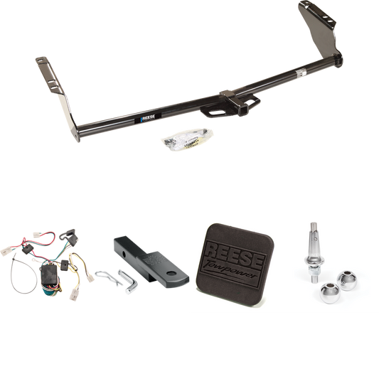 Fits 2004-2010 Toyota Sienna Trailer Hitch Tow PKG w/ 4-Flat Wiring Harness + Draw-Bar + Interchangeable 1-7/8" & 2" Balls + Hitch Cover By Reese Towpower