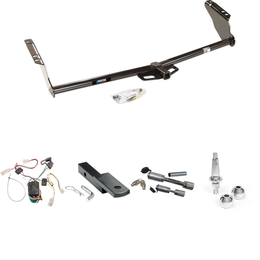 Fits 2004-2010 Toyota Sienna Trailer Hitch Tow PKG w/ 4-Flat Wiring Harness + Draw-Bar + Interchangeable 1-7/8" & 2" Balls + Dual Hitch & Coupler Locks By Reese Towpower