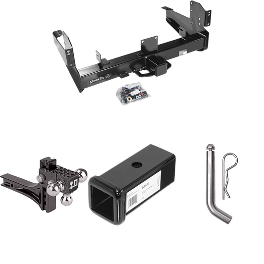 Fits 2011-2023 RAM 3500 Trailer Hitch Tow PKG w/ 2-1/2" to 2" Adapter 7" Length + Adjustable Drop Rise Triple Ball Ball Mount 1-7/8" & 2" & 2-5/16" Trailer Balls + Pin/Clip By Draw-Tite