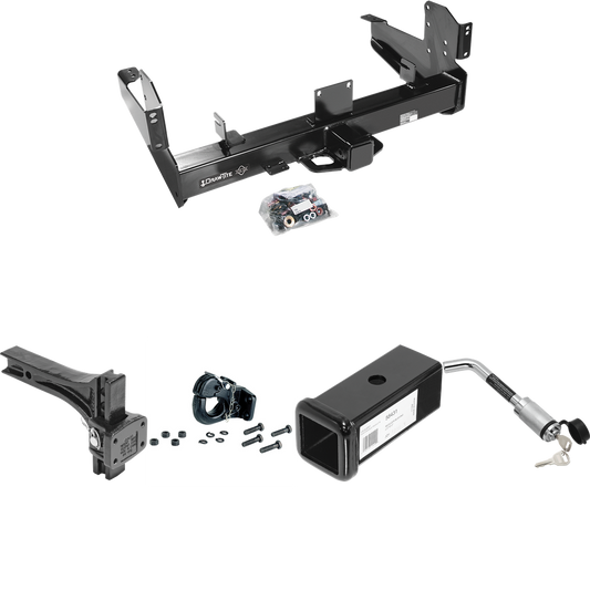 Fits 2011-2023 RAM 2500 Trailer Hitch Tow PKG w/ 2-1/2" to 2" Adapter 7" Length + Adjustable Pintle Hook Mounting Plate + 20K Pintle Hook + Hitch Lock By Draw-Tite