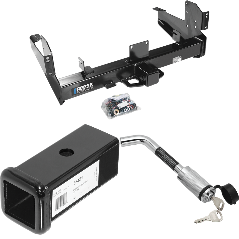 Fits 2011-2023 RAM 3500 Trailer Hitch Tow PKG w/ 2-1/2" to 2" Adapter 7" Length + Hitch Lock By Reese Towpower