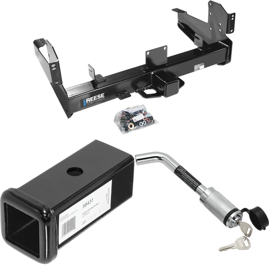 Fits 2011-2023 RAM 3500 Trailer Hitch Tow PKG w/ 2-1/2" to 2" Adapter 7" Length + Hitch Lock By Reese Towpower