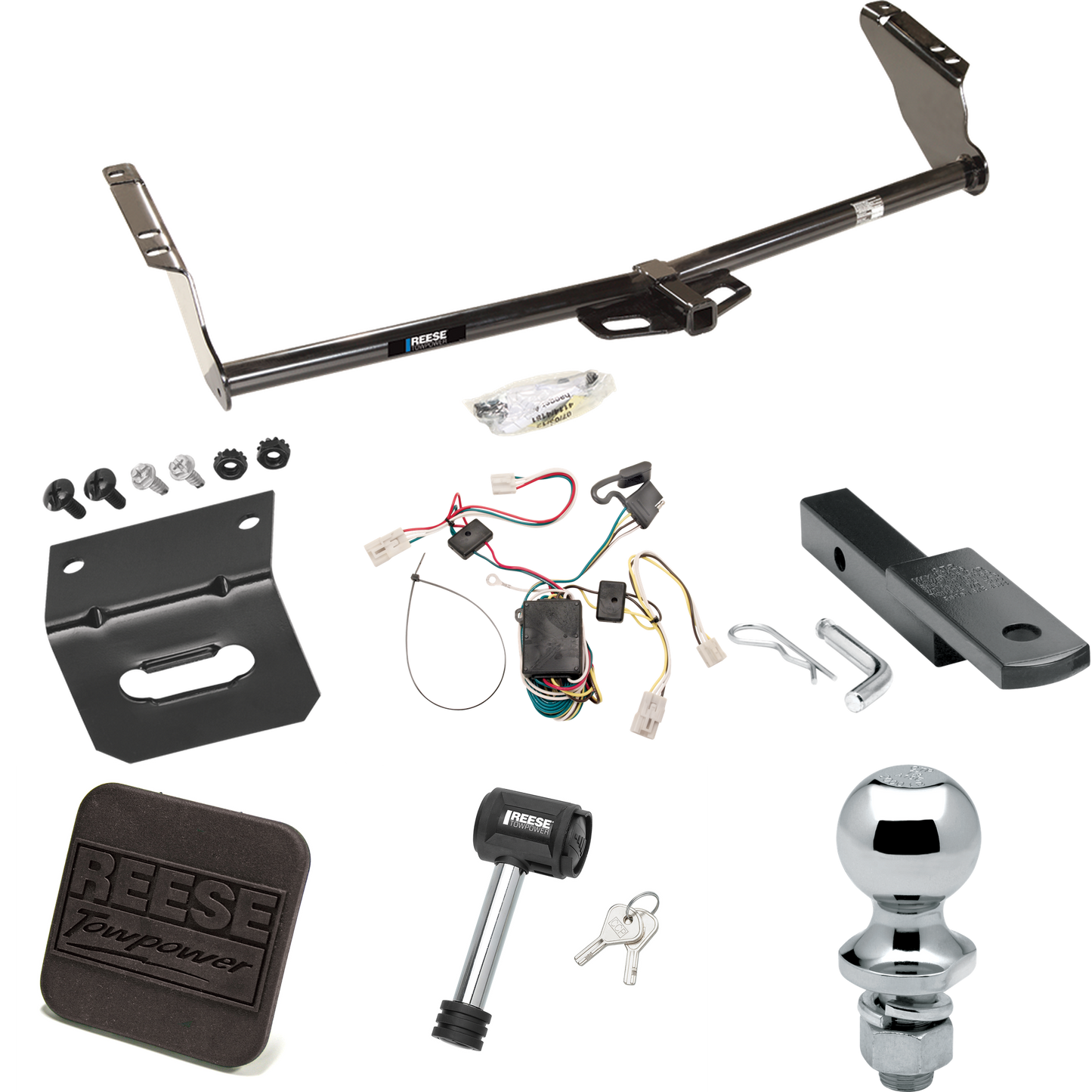 Fits 2004-2010 Toyota Sienna Trailer Hitch Tow PKG w/ 4-Flat Wiring Harness + Draw-Bar + 1-7/8" Ball + Wiring Bracket + Hitch Cover + Hitch Lock By Reese Towpower