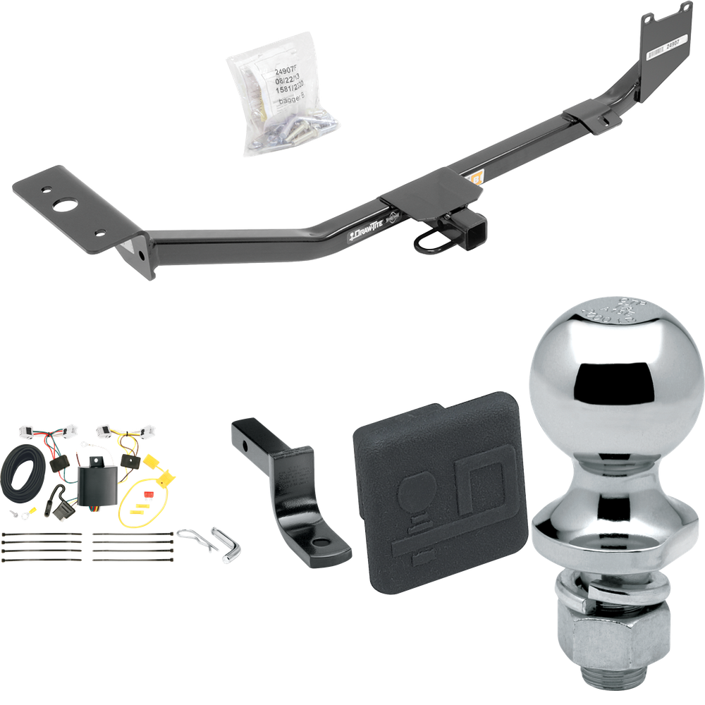 Se adapta al paquete de enganche de remolque Nissan Sentra 2013-2022 con arnés de cableado plano de 4 + barra de tracción + bola de 1-7/8" + cubierta de enganche (excluye: modelos SR y SV) de Draw-Tite