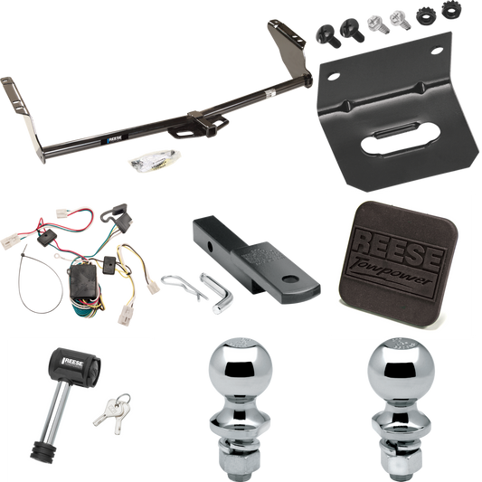 Fits 2004-2010 Toyota Sienna Trailer Hitch Tow PKG w/ 4-Flat Wiring Harness + Draw-Bar + 1-7/8" + 2" Ball + Wiring Bracket + Hitch Cover + Hitch Lock By Reese Towpower