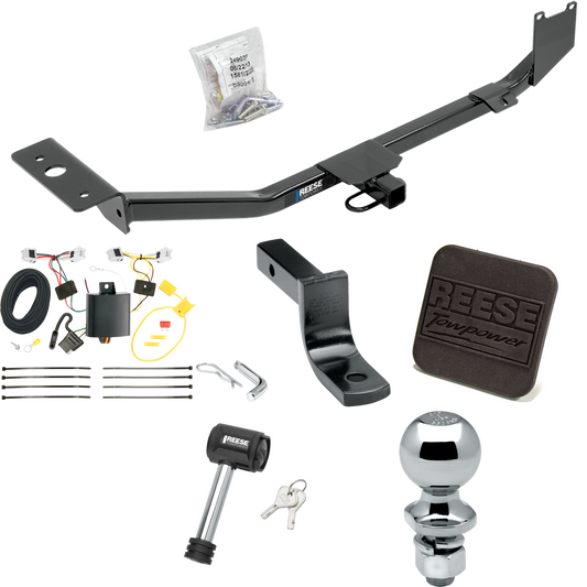 Fits 2013-2022 Nissan Sentra Trailer Hitch Tow PKG w/ 4-Flat Wiring Harness + Draw-Bar + 2" Ball + Hitch Cover + Hitch Lock (Excludes: SR & SV Models) By Reese Towpower