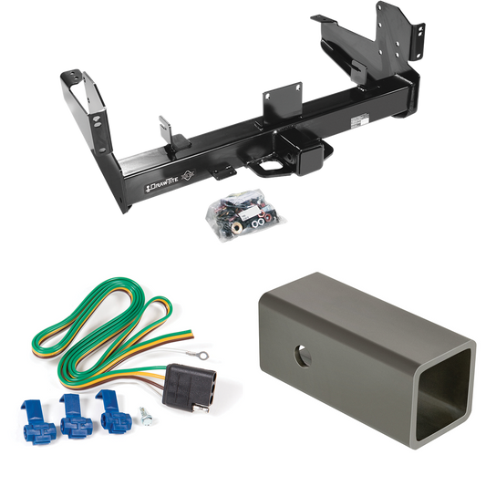 Fits 2011-2023 RAM 3500 Trailer Hitch Tow PKG w/ 4-Flat Wiring Harness + 2-1/2" to 2" Adapter 6" Length By Draw-Tite