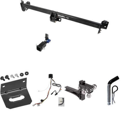 Fits 2021-2023 Toyota Sienna Trailer Hitch Tow PKG w/ 4-Flat Wiring Harness + Adjustable Drop Rise Triple Ball Ball Mount 1-7/8" & 2" & 2-5/16" Trailer Balls + Pin/Clip + Wiring Bracket By Draw-Tite