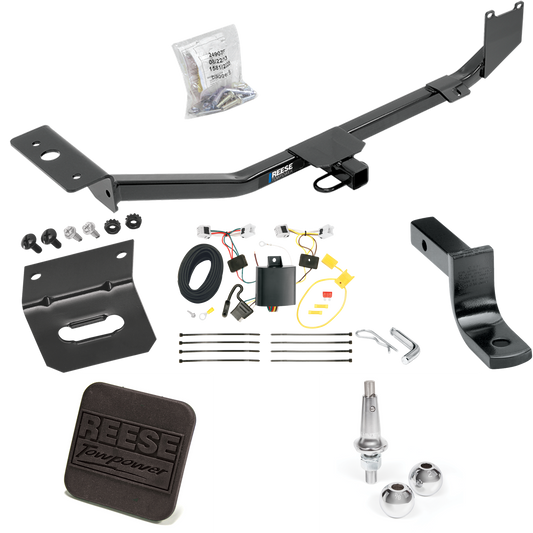 Fits 2013-2022 Nissan Sentra Trailer Hitch Tow PKG w/ 4-Flat Wiring Harness + Draw-Bar + Interchangeable 1-7/8" & 2" Balls + Wiring Bracket + Hitch Cover (Excludes: SR & SV Models) By Reese Towpower