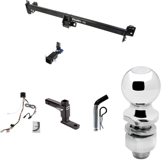 Fits 2021-2023 Toyota Sienna Trailer Hitch Tow PKG w/ 4-Flat Wiring Harness + Adjustable Drop Rise Ball Mount + Pin/Clip + 2" Ball By Draw-Tite