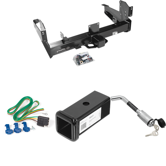 Fits 2011-2023 RAM 2500 Trailer Hitch Tow PKG w/ 4-Flat Wiring Harness + 2-1/2" to 2" Adapter 7" Length + Hitch Lock By Draw-Tite