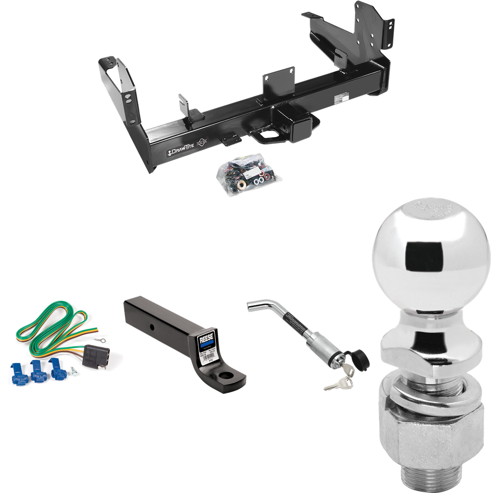 Fits 2011-2023 RAM 3500 Trailer Hitch Tow PKG w/ 4-Flat Wiring Harness + Ball Mount w/ 3" Drop + Hitch Lock + 2-5/16" Ball By Draw-Tite