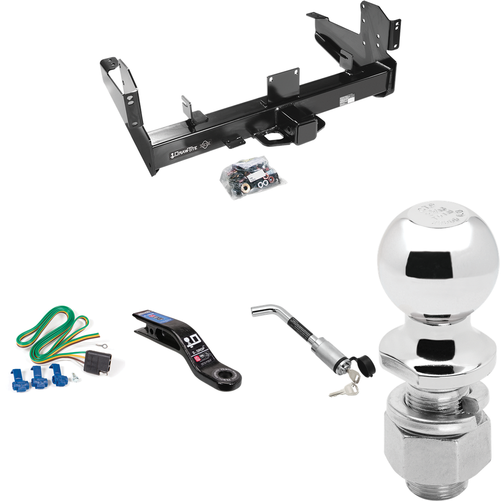 Fits 2003-2010 Dodge Ram 2500 Trailer Hitch Tow PKG w/ 4-Flat Wiring Harness + Ball Mount w/ 3" Drop + Hitch Lock + 2-5/16" Ball By Draw-Tite