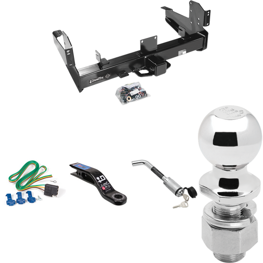 Fits 2003-2010 Dodge Ram 2500 Trailer Hitch Tow PKG w/ 4-Flat Wiring Harness + Ball Mount w/ 3" Drop + Hitch Lock + 2-5/16" Ball By Draw-Tite