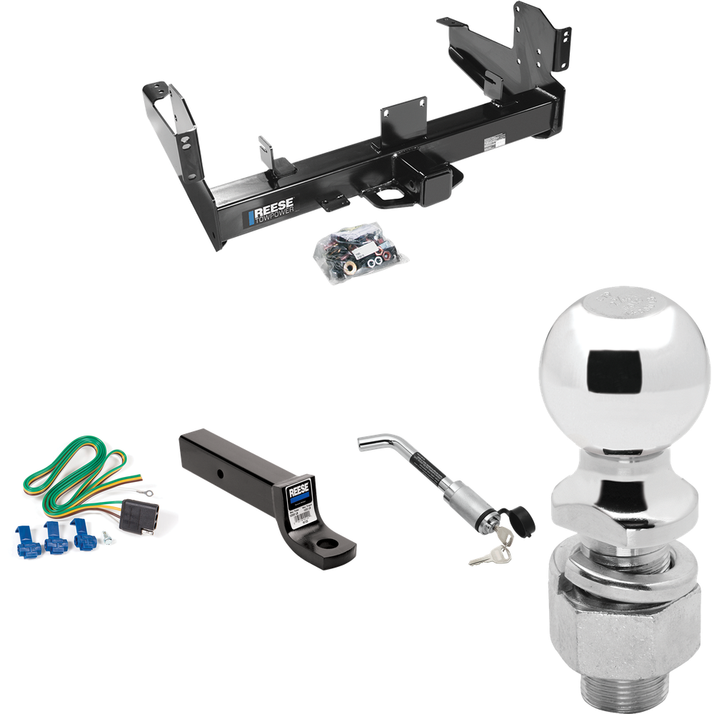 Fits 2003-2010 Dodge Ram 3500 Trailer Hitch Tow PKG w/ 4-Flat Wiring Harness + Ball Mount w/ 3" Drop + Hitch Lock + 2-5/16" Ball By Reese Towpower