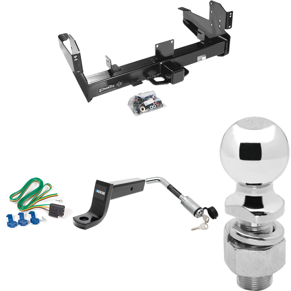 Fits 2011-2023 RAM 3500 Trailer Hitch Tow PKG w/ 4-Flat Wiring Harness + Ball Mount w/ 5" Drop + Hitch Lock + 2-5/16" Ball By Draw-Tite