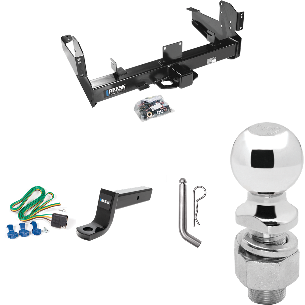 Fits 2011-2023 RAM 3500 Trailer Hitch Tow PKG w/ 4-Flat Wiring Harness + Ball Mount w/ 5" Drop + Pin/Clip + 2-5/16" Ball By Reese Towpower