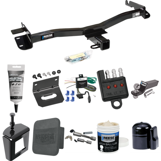 Fits 1998-2003 Toyota Sienna Trailer Hitch Tow PKG w/ 4-Flat Wiring + Starter Kit Ball Mount w/ 2" Drop & 2" Ball + 1-7/8" Ball + Wiring Bracket + Dual Hitch & Coupler Locks + Hitch Cover + Wiring Tester + Ball Lube + Electric Grease + Ball Wrench +