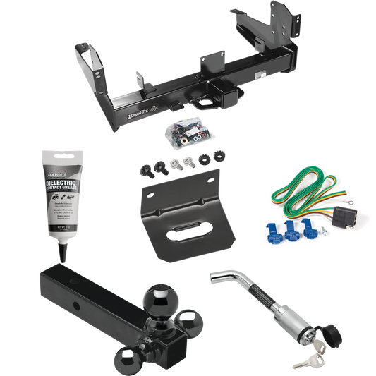 Fits 2003-2010 Dodge Ram 2500 Trailer Hitch Tow PKG w/ 4-Flat Wiring Harness + Triple Ball Ball Mount 1-7/8" & 2" & 2-5/16" Trailer Balls + Hitch Lock + Wiring Bracket + Electric Grease By Draw-Tite