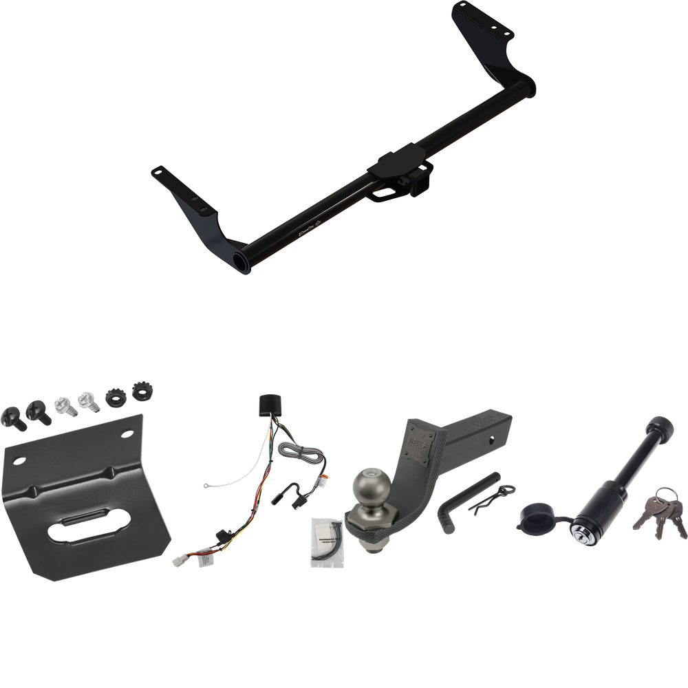 Fits 2021-2023 Toyota Sienna Trailer Hitch Tow PKG w/ 4-Flat Wiring + Interlock Tactical Starter Kit w/ 3-1/4" Drop & 2" Ball + Tactical Dogbone Lock + Wiring Bracket By Draw-Tite