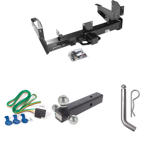 Fits 2011-2023 RAM 3500 Trailer Hitch Tow PKG w/ 4-Flat Wiring Harness + Triple Ball Ball Mount 1-7/8" & 2" & 2-5/16" Trailer Balls + Pin/Clip By Draw-Tite