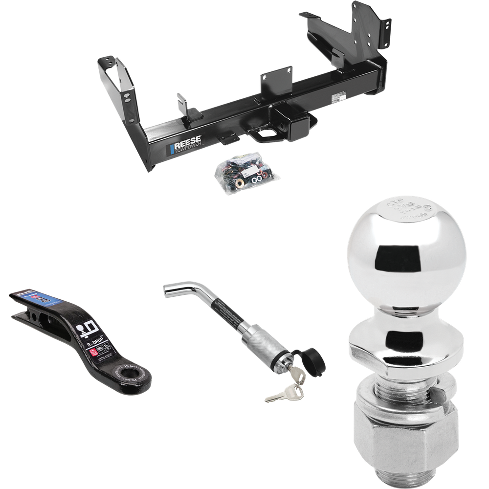 Fits 2003-2010 Dodge Ram 2500 Trailer Hitch Tow PKG w/ Ball Mount w/ 3" Drop + Hitch Lock + 2-5/16" Ball By Reese Towpower