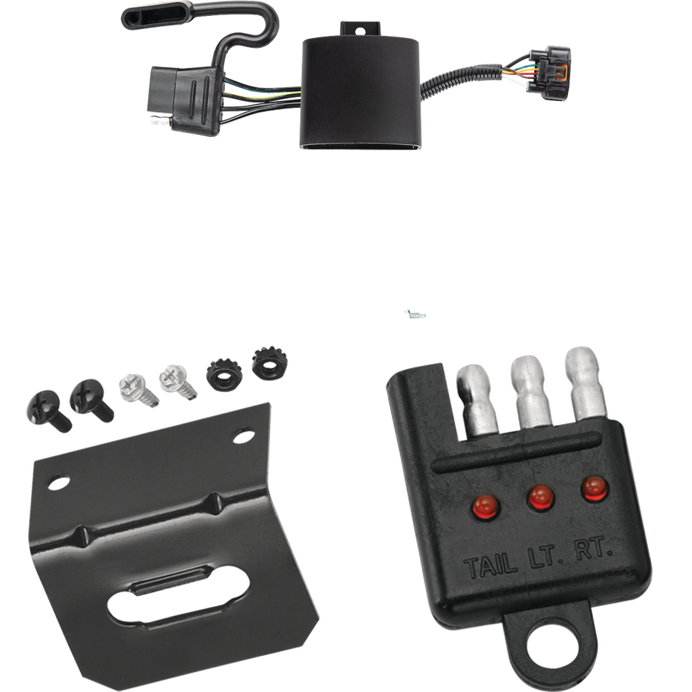 Fits 2022-2023 Hyundai Tucson 4-Flat Vehicle End Trailer Wiring Harness + Wiring Bracket + Wiring Tester By Tekonsha