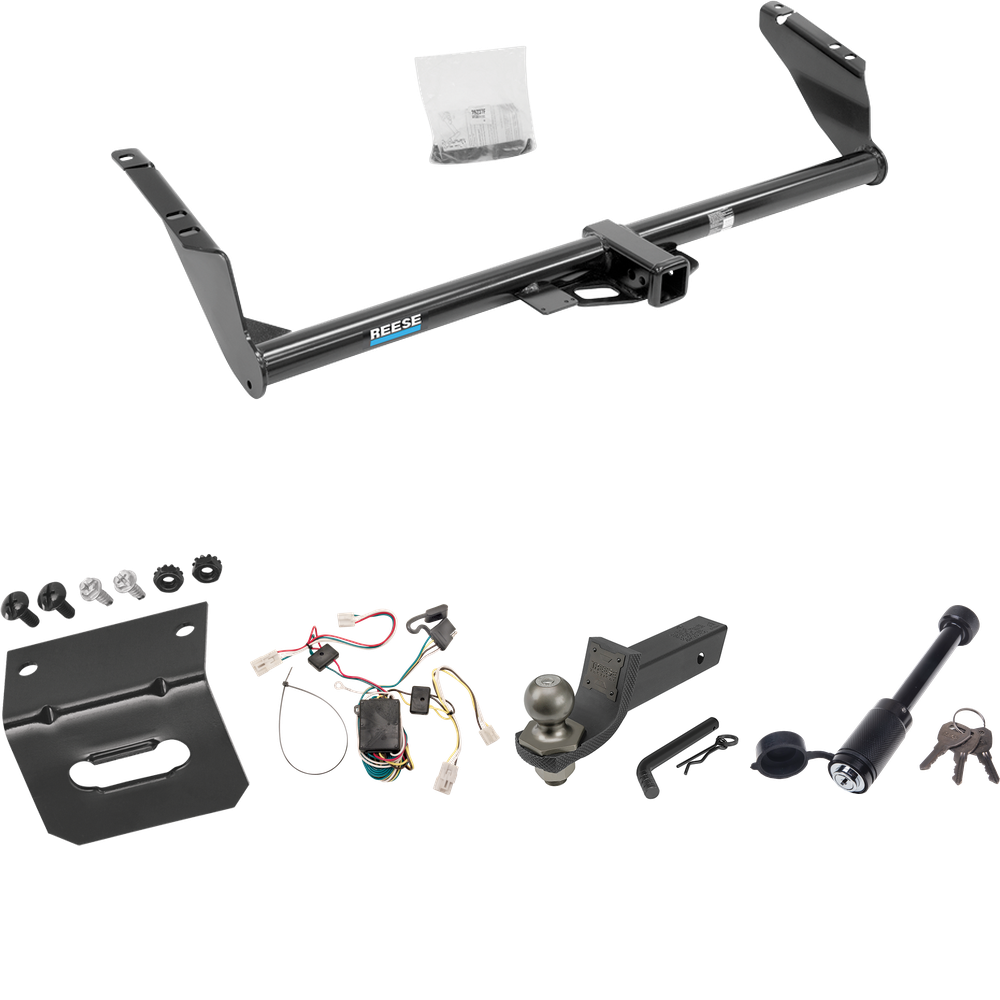 Fits 2004-2010 Toyota Sienna Trailer Hitch Tow PKG w/ 4-Flat Wiring + Interlock Tactical Starter Kit w/ 2" Drop & 2" Ball + Tactical Dogbone Lock + Wiring Bracket By Reese Towpower