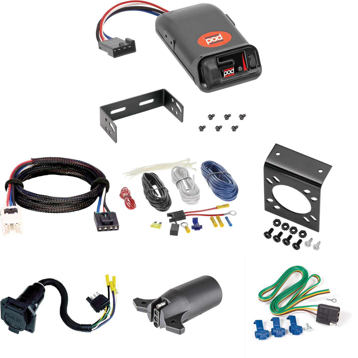 Fits 2004-2015 Nissan Titan 7-Way RV Wiring + Pro Series POD Brake Control + Plug & Play BC Adapter + 7-Way to 4-Way Adapter By Reese Towpower