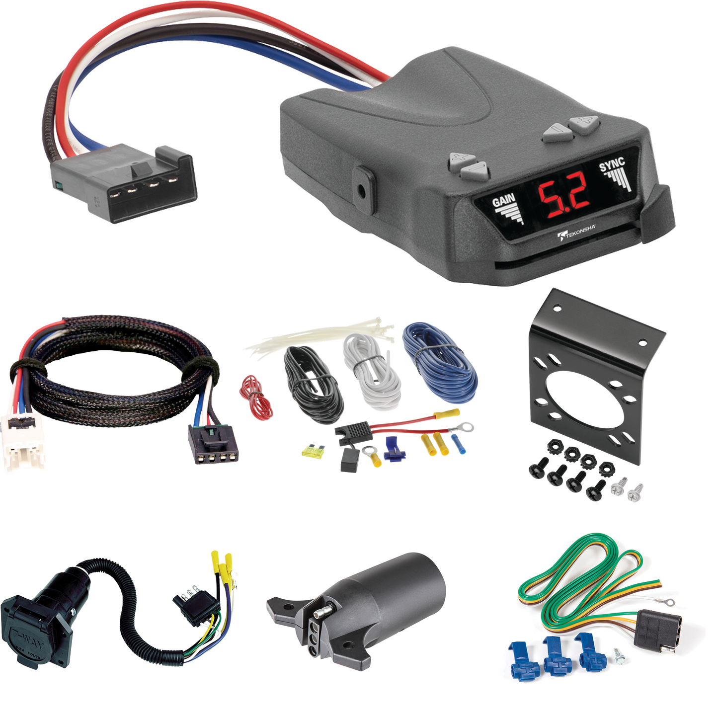 Se adapta al cableado de RV de 7 vías Nissan Titan 2004-2015 + control de freno Tekonsha Brakeman IV + adaptador BC Plug &amp; Play + adaptador de 7 vías a 4 vías de Reese Towpower