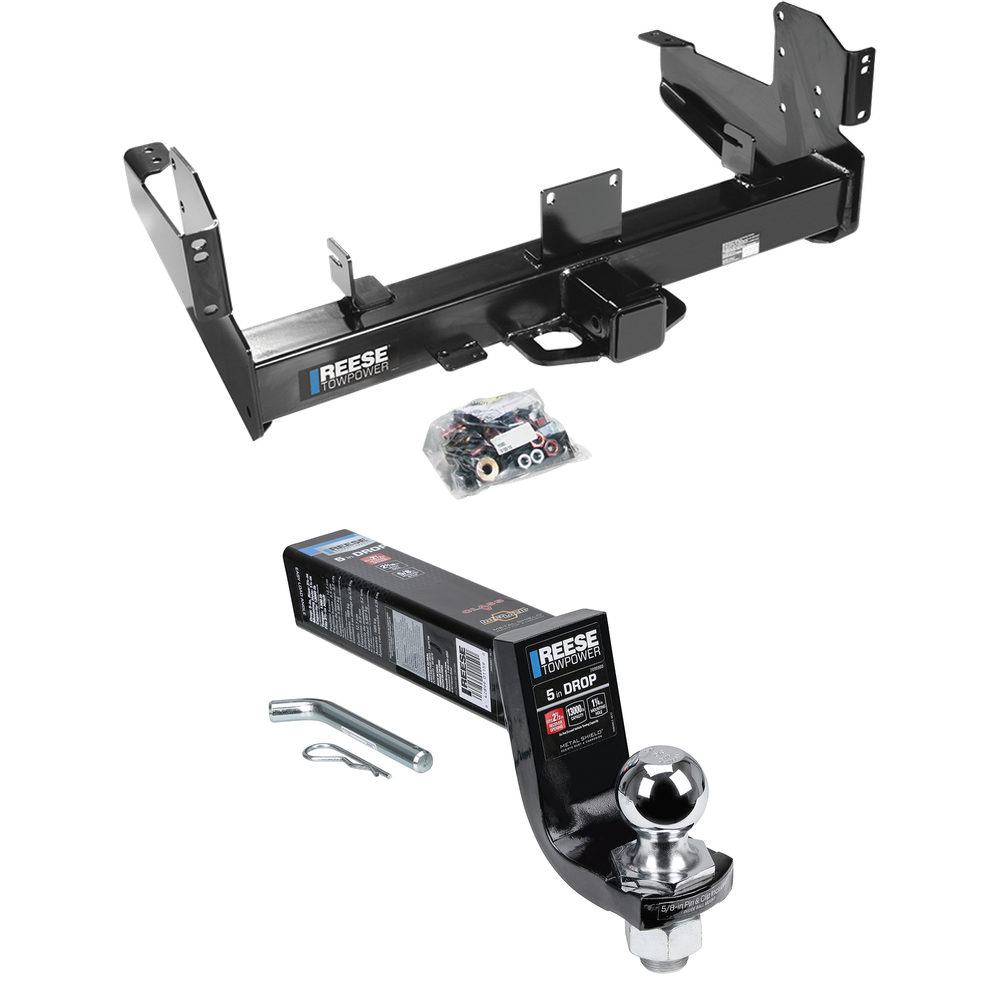 Fits 2011-2023 RAM 3500 Trailer Hitch Tow PKG w/ Interlock Ball Mount Starter Kit 5" Drop w/ 2" Ball By Reese Towpower