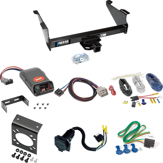 Fits 2011-2012 RAM 3500 Trailer Hitch Tow PKG w/ Pro Series POD Brake Control + Plug & Play BC Adapter + 7-Way RV Wiring By Reese Towpower