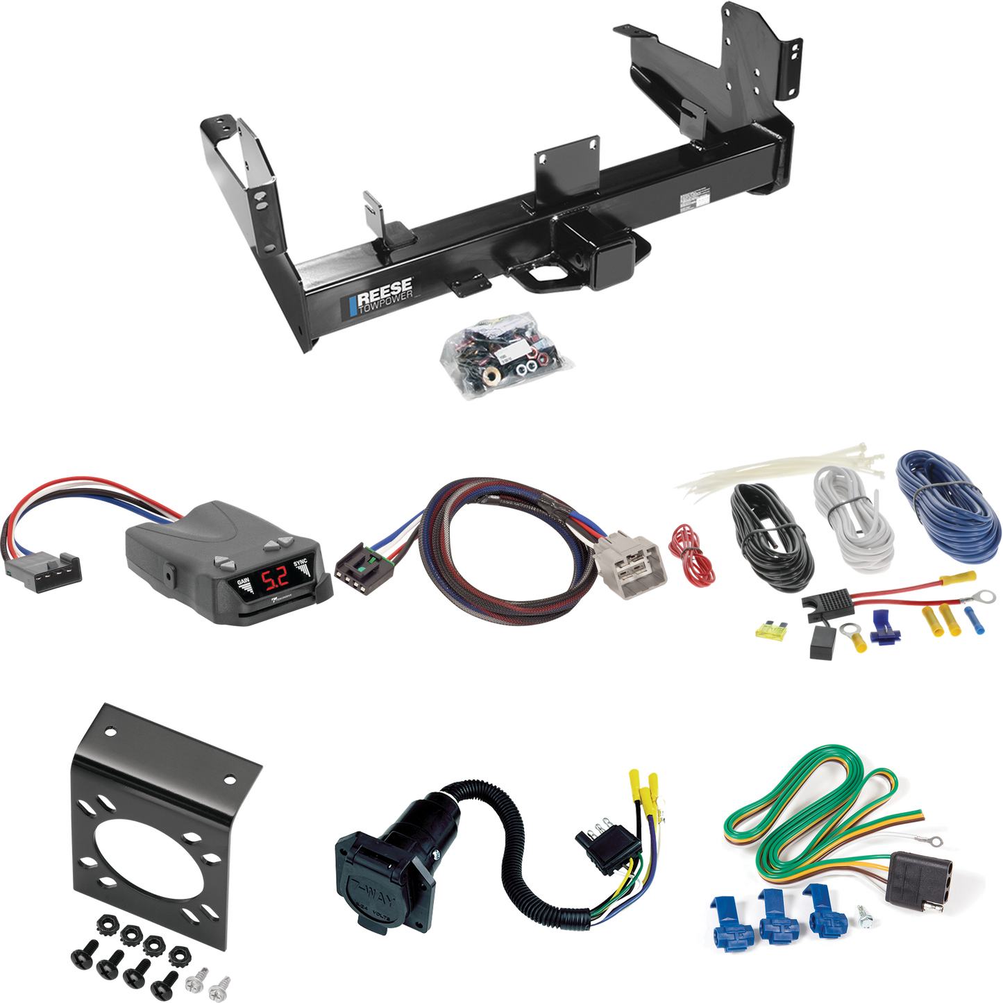 Fits 2010-2010 Dodge Ram 2500 Trailer Hitch Tow PKG w/ Tekonsha Brakeman IV Brake Control + Plug & Play BC Adapter + 7-Way RV Wiring By Reese Towpower