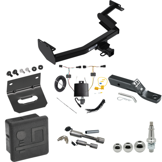 Fits 2023-2024 Hyundai Palisade Trailer Hitch Tow PKG w/ 4-Flat Wiring + Ball Mount w/ 2" Drop + Interchangeable Ball 1-7/8" & 2" & 2-5/16" + Wiring Bracket + Dual Hitch & Coupler Locks + Hitch Cover By Draw-Tite