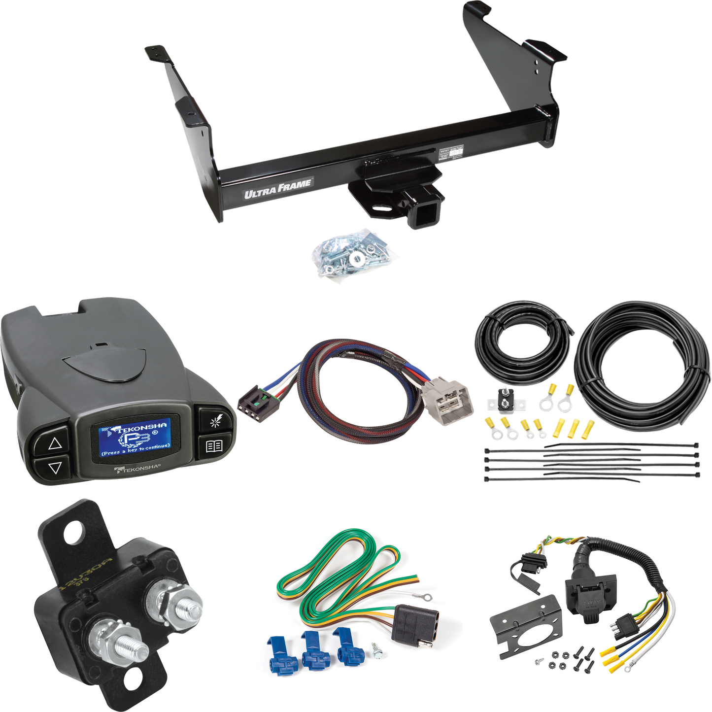 Se adapta al paquete de enganche de remolque Dodge Ram 2500 2010-2010 con control de freno Tekonsha Prodigy P3 + adaptador BC Plug &amp; Play + cableado RV de 7 vías de Draw-Tite