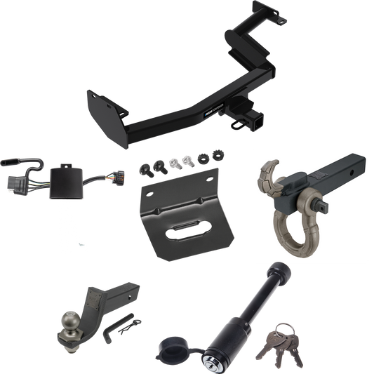 Fits 2020-2022 Hyundai Palisade Trailer Hitch Tow PKG w/ 4-Flat Wiring + Interlock Tactical Starter Kit w/ 3-1/4" Drop & 2" Ball + Tactical Hook & Shackle Mount + Tactical Dogbone Lock + Wiring Bracket By Reese Towpower