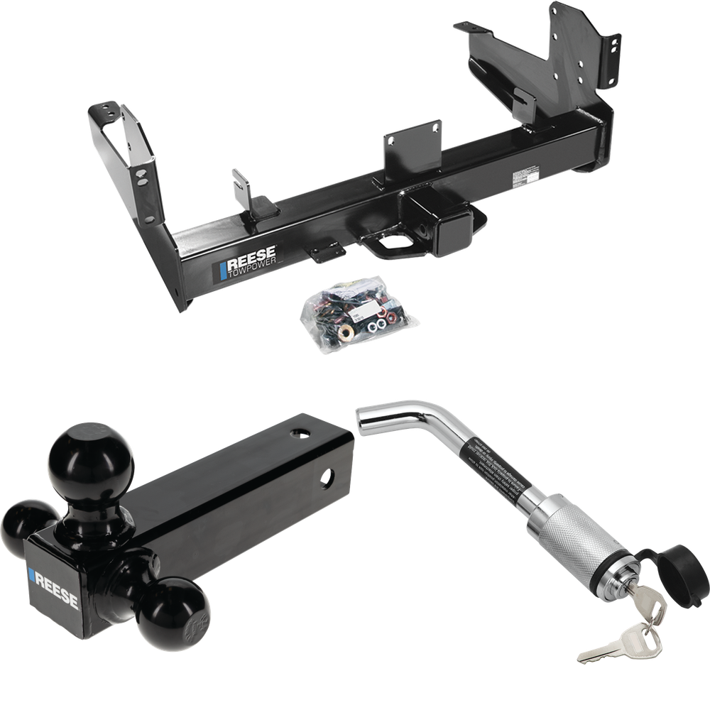 Fits 2011-2023 RAM 2500 Trailer Hitch Tow PKG w/ Triple Ball Ball Mount 1-7/8" & 2" & 2-5/16" Trailer Balls + Hitch Lock By Reese Towpower