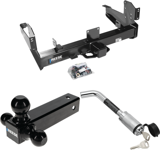 Fits 2011-2023 RAM 2500 Trailer Hitch Tow PKG w/ Triple Ball Ball Mount 1-7/8" & 2" & 2-5/16" Trailer Balls + Hitch Lock By Reese Towpower