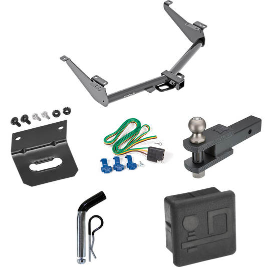 Fits 2017-2024 Nissan Titan Trailer Hitch Tow PKG w/ 4-Flat Wiring + Clevis Hitch Ball Mount w/ 2" Ball + Pin/Clip + Wiring Bracket + Hitch Cover (Excludes: Titan XD or w/Factory 7-Way Wiring Models) By Draw-Tite